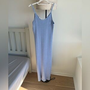 Powder blue knit midi dress